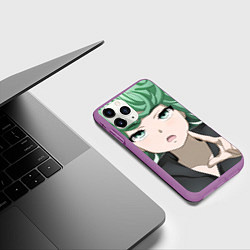Чехол iPhone 11 Pro матовый One Punch Man Тацумаки, цвет: 3D-фиолетовый — фото 2
