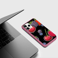 Чехол iPhone 11 Pro матовый Плоды и ягоды, цвет: 3D-малиновый — фото 2