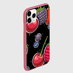 Чехол iPhone 11 Pro матовый Плоды и ягоды, цвет: 3D-малиновый — фото 2
