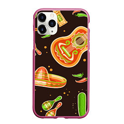 Чехол iPhone 11 Pro матовый Мексиканское веселье, цвет: 3D-малиновый