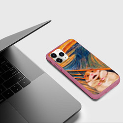 Чехол iPhone 11 Pro матовый Крик хомяка, цвет: 3D-малиновый — фото 2