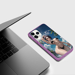 Чехол iPhone 11 Pro матовый Девушка в купальник на море, цвет: 3D-фиолетовый — фото 2