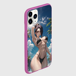 Чехол iPhone 11 Pro матовый Девушка в купальник на море, цвет: 3D-фиолетовый — фото 2