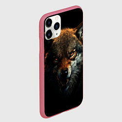 Чехол iPhone 11 Pro матовый Оскал дикого волка, цвет: 3D-малиновый — фото 2