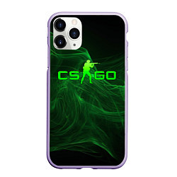 Чехол iPhone 11 Pro матовый CSGO green lines, цвет: 3D-светло-сиреневый