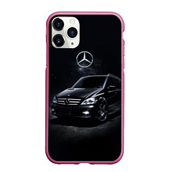 Чехол iPhone 11 Pro матовый Mercedes black, цвет: 3D-малиновый