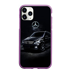 Чехол iPhone 11 Pro матовый Mercedes black, цвет: 3D-фиолетовый