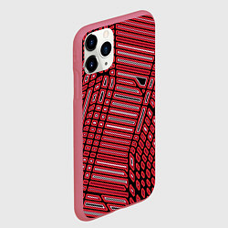 Чехол iPhone 11 Pro матовый Красная кибер паутина, цвет: 3D-малиновый — фото 2
