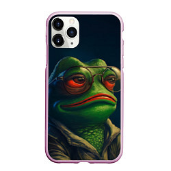 Чехол iPhone 11 Pro матовый Pepe frog, цвет: 3D-розовый