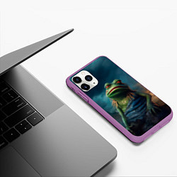 Чехол iPhone 11 Pro матовый Уставший Пепе, цвет: 3D-фиолетовый — фото 2