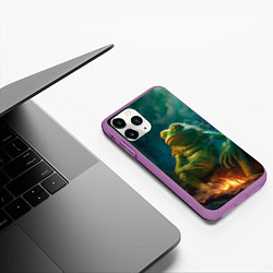 Чехол iPhone 11 Pro матовый Пепе у костра, цвет: 3D-фиолетовый — фото 2