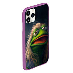 Чехол iPhone 11 Pro матовый Пепе в парике, цвет: 3D-фиолетовый — фото 2