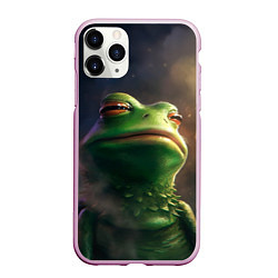 Чехол iPhone 11 Pro матовый Подозрительная Пепе, цвет: 3D-розовый