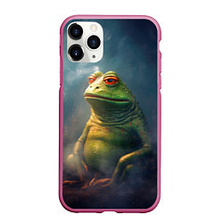 Чехол iPhone 11 Pro матовый Пепе лягушка, цвет: 3D-малиновый
