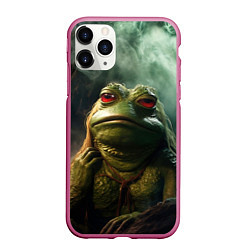 Чехол iPhone 11 Pro матовый Большая жаба Пепе, цвет: 3D-малиновый