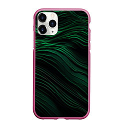 Чехол iPhone 11 Pro матовый Dark green texture, цвет: 3D-малиновый