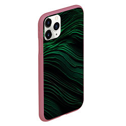 Чехол iPhone 11 Pro матовый Dark green texture, цвет: 3D-малиновый — фото 2