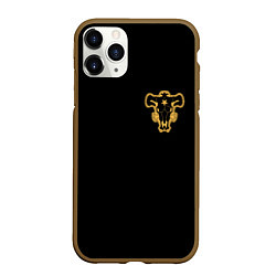 Чехол iPhone 11 Pro матовый Чёрный клевер - форма быка, цвет: 3D-коричневый