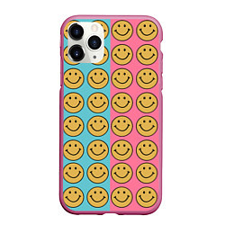 Чехол iPhone 11 Pro матовый Smiley, цвет: 3D-малиновый