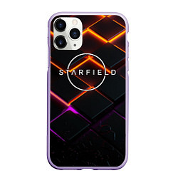 Чехол iPhone 11 Pro матовый Starfield logo orange abstract, цвет: 3D-светло-сиреневый