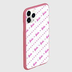 Чехол iPhone 11 Pro матовый Барби паттерн - логотип и сердечки, цвет: 3D-малиновый — фото 2
