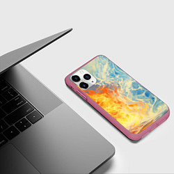 Чехол iPhone 11 Pro матовый Вода и пламя абстракция, цвет: 3D-малиновый — фото 2