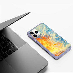 Чехол iPhone 11 Pro матовый Вода и пламя абстракция, цвет: 3D-светло-сиреневый — фото 2