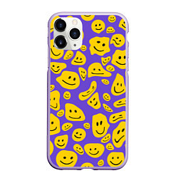 Чехол iPhone 11 Pro матовый Расплывшийся смайлик на фиолетовом, цвет: 3D-светло-сиреневый