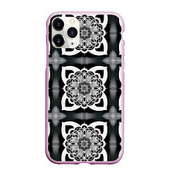 Чехол iPhone 11 Pro матовый Квадратная мандала узор, цвет: 3D-розовый