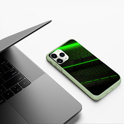 Чехол iPhone 11 Pro матовый Зеленая абстракция со светом, цвет: 3D-салатовый — фото 2