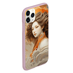 Чехол iPhone 11 Pro матовый Японская девушка и волны океана, цвет: 3D-розовый — фото 2