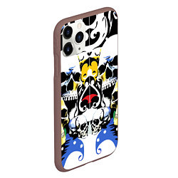 Чехол iPhone 11 Pro матовый Паттерн из черепов - поп-арт, цвет: 3D-коричневый — фото 2