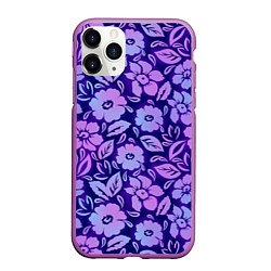 Чехол iPhone 11 Pro матовый Фиолетовые цветочки, цвет: 3D-фиолетовый