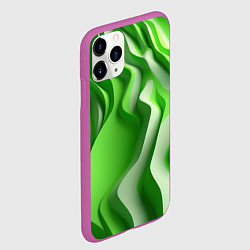 Чехол iPhone 11 Pro матовый Зеленые объемные полосы, цвет: 3D-фиолетовый — фото 2