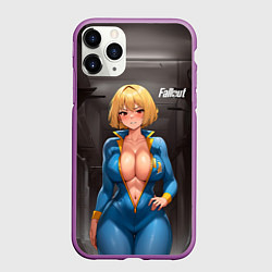 Чехол iPhone 11 Pro матовый Fallout anime girl, цвет: 3D-фиолетовый
