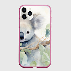 Чехол iPhone 11 Pro матовый Коала акварель, цвет: 3D-малиновый