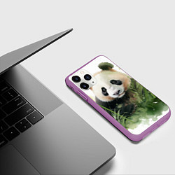 Чехол iPhone 11 Pro матовый Панда акварель, цвет: 3D-фиолетовый — фото 2