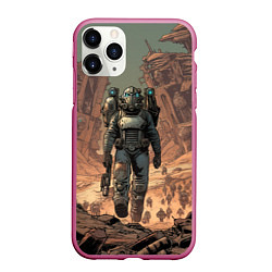 Чехол iPhone 11 Pro матовый Fallout пустоши, цвет: 3D-малиновый