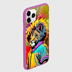 Чехол iPhone 11 Pro матовый Funny lion cub - pop art, цвет: 3D-фиолетовый — фото 2