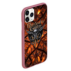 Чехол iPhone 11 Pro матовый Baldurs Gate 3 logo fire, цвет: 3D-малиновый — фото 2