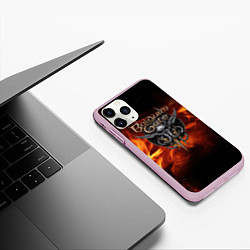 Чехол iPhone 11 Pro матовый Baldurs Gate 3 fire logo, цвет: 3D-розовый — фото 2