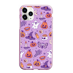 Чехол iPhone 11 Pro матовый Halloween pattern арт, цвет: 3D-розовый