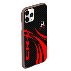 Чехол iPhone 11 Pro матовый Honda CR-V - красный и карбон, цвет: 3D-коричневый — фото 2