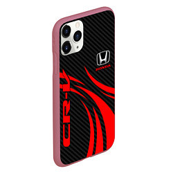 Чехол iPhone 11 Pro матовый Honda CR-V - красный и карбон, цвет: 3D-малиновый — фото 2