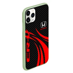 Чехол iPhone 11 Pro матовый Honda CR-V - красный и карбон, цвет: 3D-салатовый — фото 2