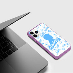 Чехол iPhone 11 Pro матовый Папочка - силуэт Кена: паттерн синий, цвет: 3D-фиолетовый — фото 2