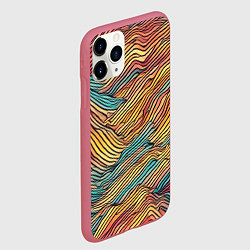 Чехол iPhone 11 Pro матовый Разноцветные волнистые линии, цвет: 3D-малиновый — фото 2
