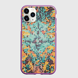 Чехол iPhone 11 Pro матовый Яркий мозаичный узор, цвет: 3D-фиолетовый
