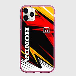 Чехол iPhone 11 Pro матовый Honda - красный и оранжевый, цвет: 3D-малиновый