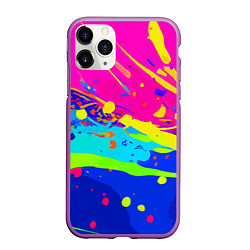 Чехол iPhone 11 Pro матовый Красочная абстрактная композиция, цвет: 3D-фиолетовый